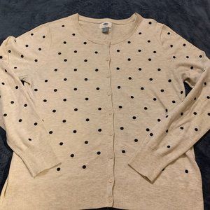 Old Navy Black Polka Dot Creme Cardigan Sweater